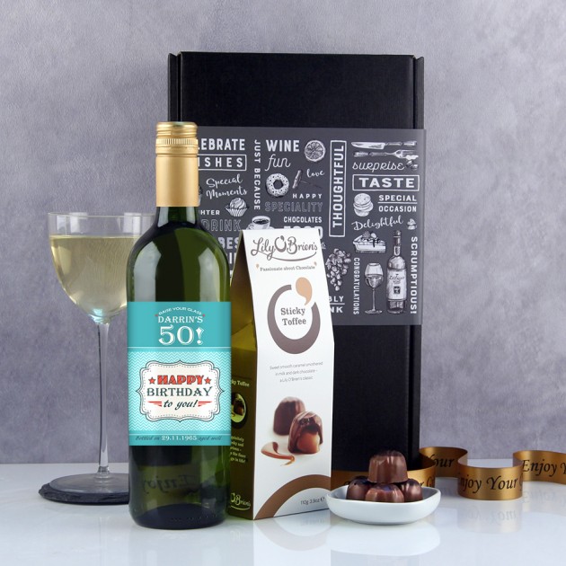 Hampers and Gifts to the UK - Send the  Personalised Raise Your Glass Birthday Wine Gift 