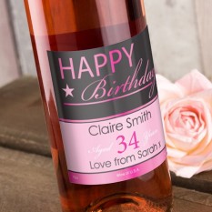 Hampers and Gifts to the UK - Send the Happy Birthday Rose Wine Personalised