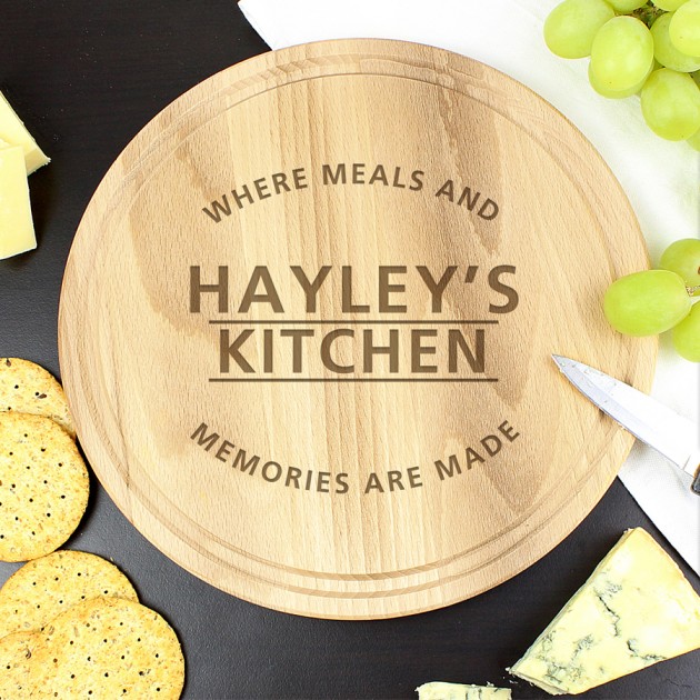 Hampers and Gifts to the UK - Send the Personalised 'Meals and Memories' Round Chopping Board