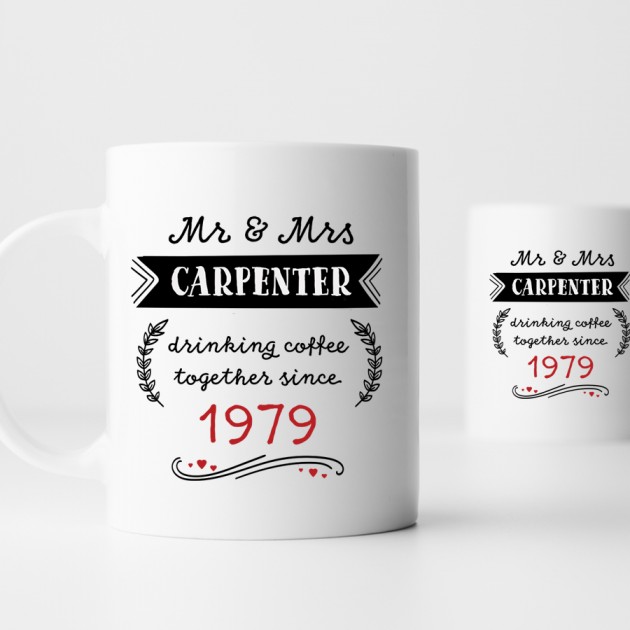 Hampers and Gifts to the UK - Send the Personalised Anniversary Mug Set