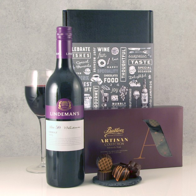 Hampers and Gifts to the UK - Send the Shiraz Wine Chocolates Gift Box