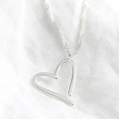 Hampers and Gifts to the UK - Send the Silver Heart Outline Pendant Necklace