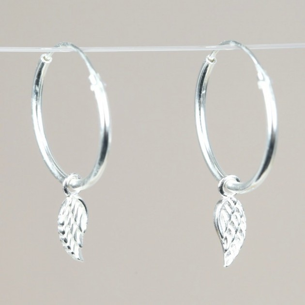 Hampers and Gifts to the UK - Send the Sterling Silver Wing Charm Hoop Earrings