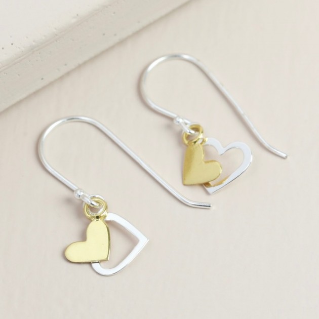 Hampers and Gifts to the UK - Send the Sterling Silver Double Heart Drop Earrings