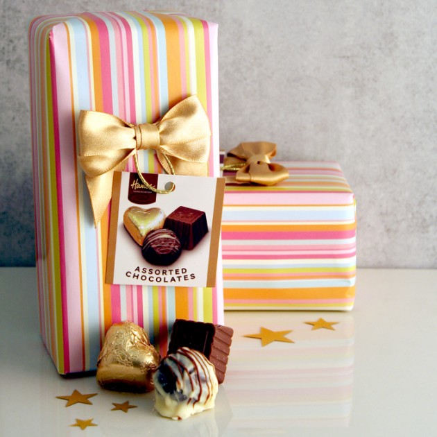 Hampers and Gifts to the UK - Send the Multi Stripe Chocolate Ballotin