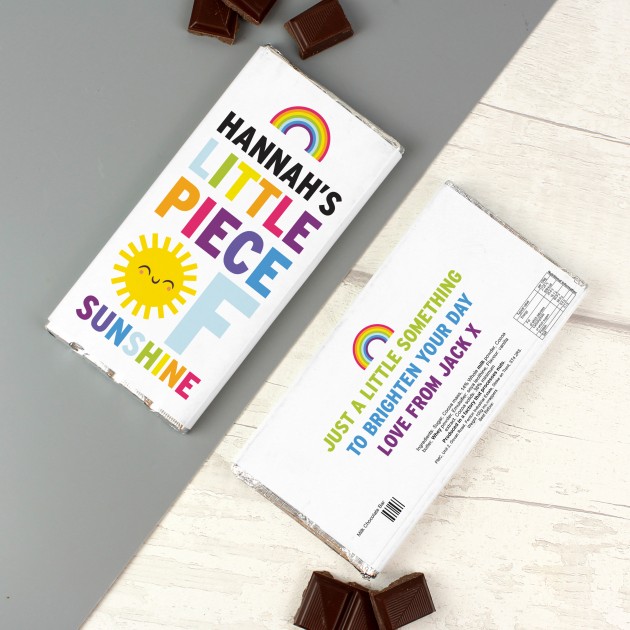 Hampers and Gifts to the UK - Send the Personalised Rainbow Sunshine Chocolate Bar