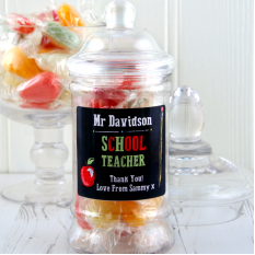 Hampers and Gifts to the UK - Send the Personalised Cool Teacher Sweet Jar 