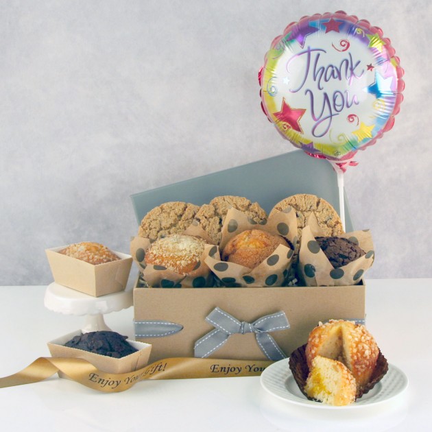 Hampers and Gifts to the UK - Send the Thank You Cookies, Muffins and Balloon Gift