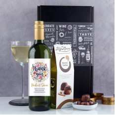 Hampers and Gifts to the UK - Send the  Personalised Thank You Flowers Wine Gift 