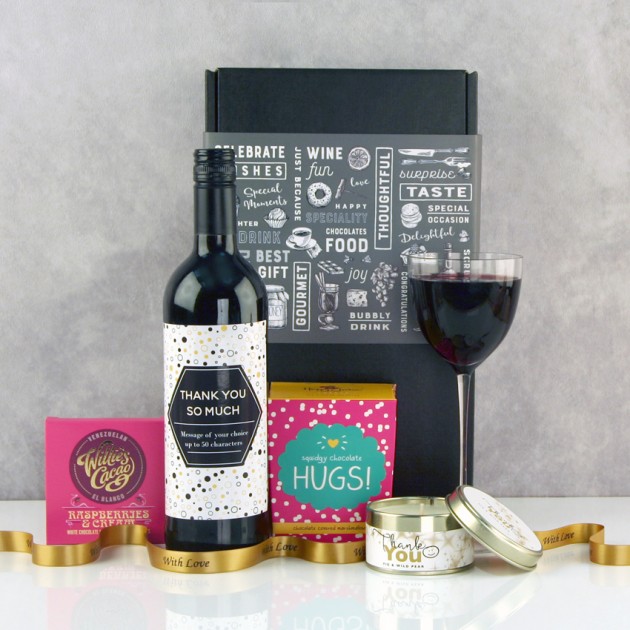 Hampers and Gifts to the UK - Send the Thank You So Much Chocolate and Wine Hamper