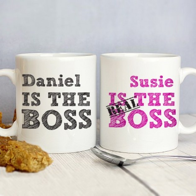 Hampers and Gifts to the UK - Send the Personalised The Real Boss Mug Set