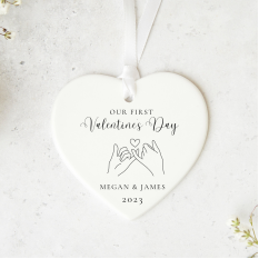 Hampers and Gifts to the UK - Send the Our First Valentine's Day Ceramic Heart Keepsake