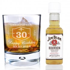 Hampers and Gifts to the UK - Send the Whisky Glass and Bourbon Whisky Miniature Gift Set
