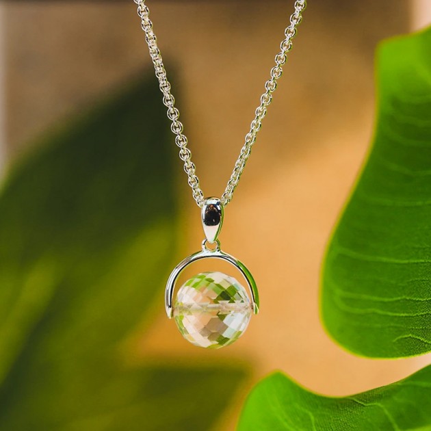 Hampers and Gifts to the UK - Send the White Crystal  Sphere Necklace 