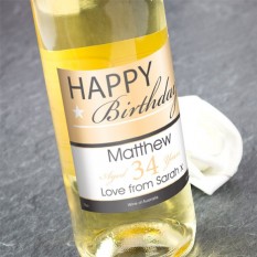 Hampers and Gifts to the UK - Send the Happy Birthday White Wine Personalised