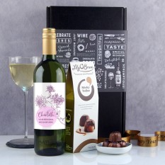 Hampers and Gifts to the UK - Send the Purple Dahlia Personalised Wine Gift 