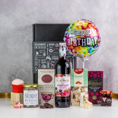 Hampers and Gifts to the UK - Send the Happiest of Birthday Wishes Hamper with Fruit Fusion Wine