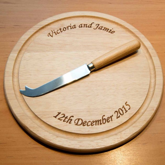 Hampers and Gifts to the UK - Send the Round Chopping Board Personalised