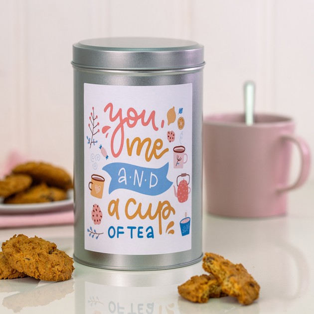 Hampers and Gifts to the UK - Send the You Me and A Cup of Tea Tin with a Dozen Biscuits