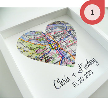 Heart Shaped Frame Map for Anniversary Gift Paper Idea