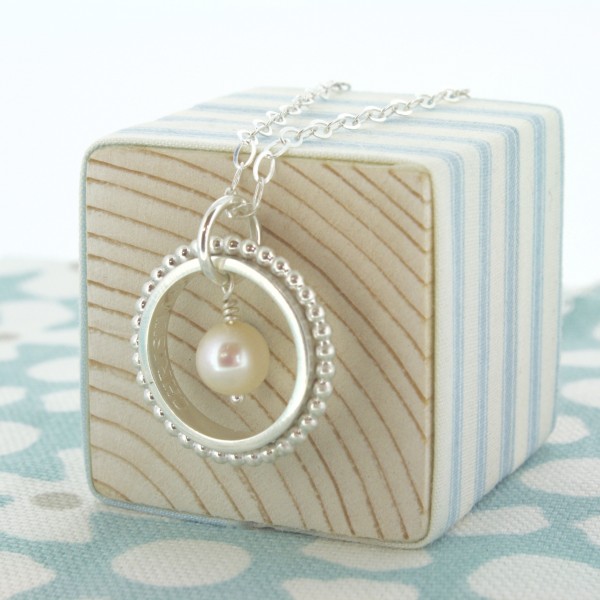 Engraved Pearl Bead Necklace