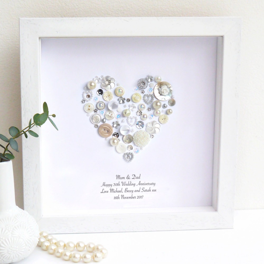 Personalised Pearl Anniversary Framed Heart