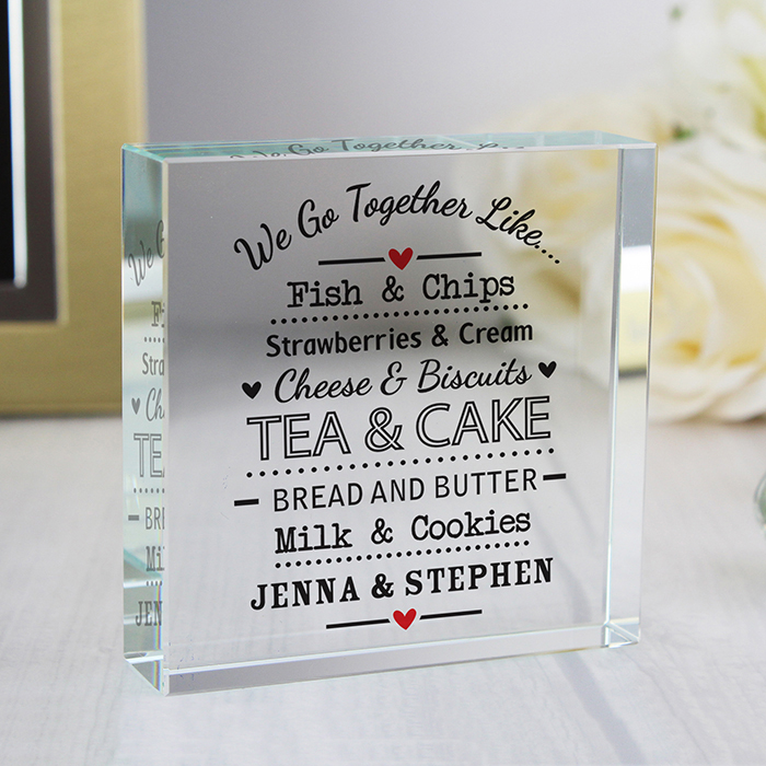 Crystal Wedding Anniversary Gift Ideas.... We Go Together Like... Personalised Crystal Token
